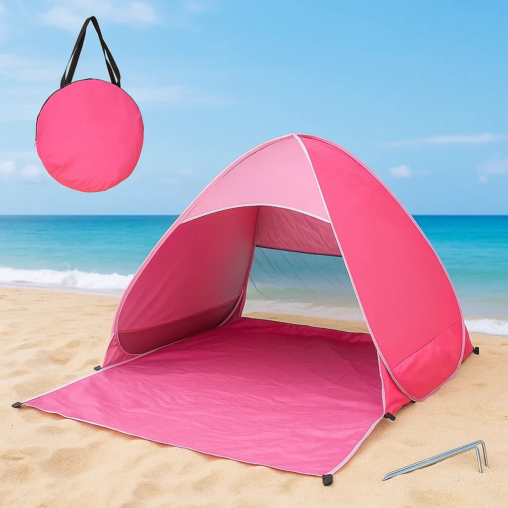 Reseklart strandtält – UV-skyddande popup-solskydd