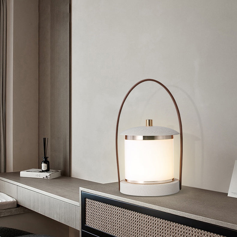 Portable LED Cylinder Lamp – Sleek Leather Look