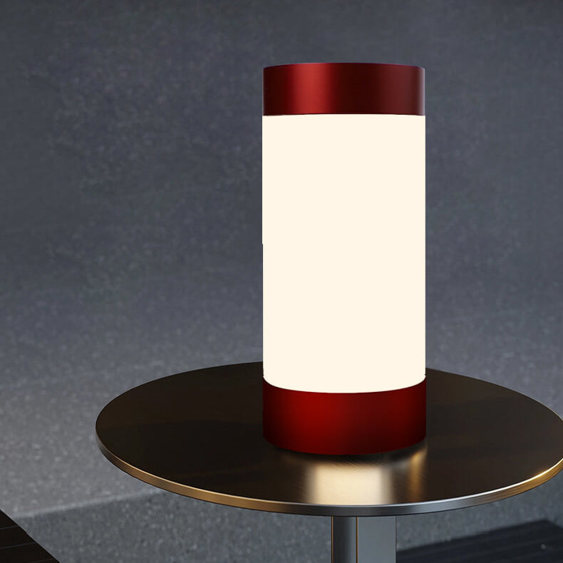 Elegant cylindrisk LED-bordslampa – USB-driven aluminium- och akryldesign