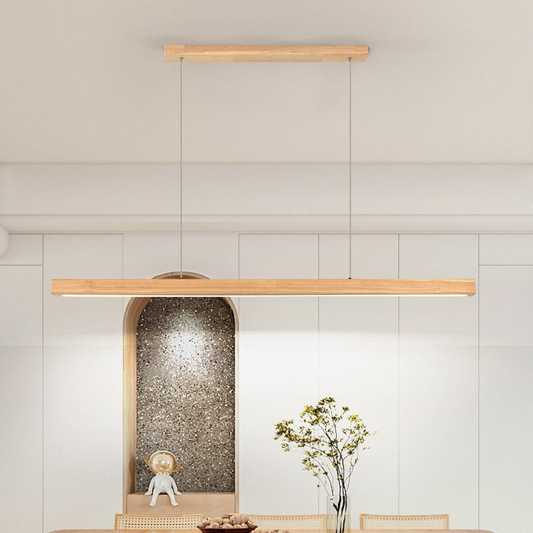 Modern LED-ljuskrona i gummiträ och akryl för matsalen