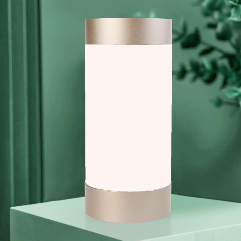 Elegant cylindrisk LED-bordslampa – USB-driven aluminium- och akryldesign