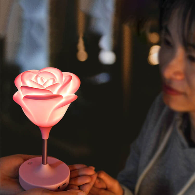 RoseGlow | Romantisk rosa USB uppladdningsbar Touch LED nattlampa