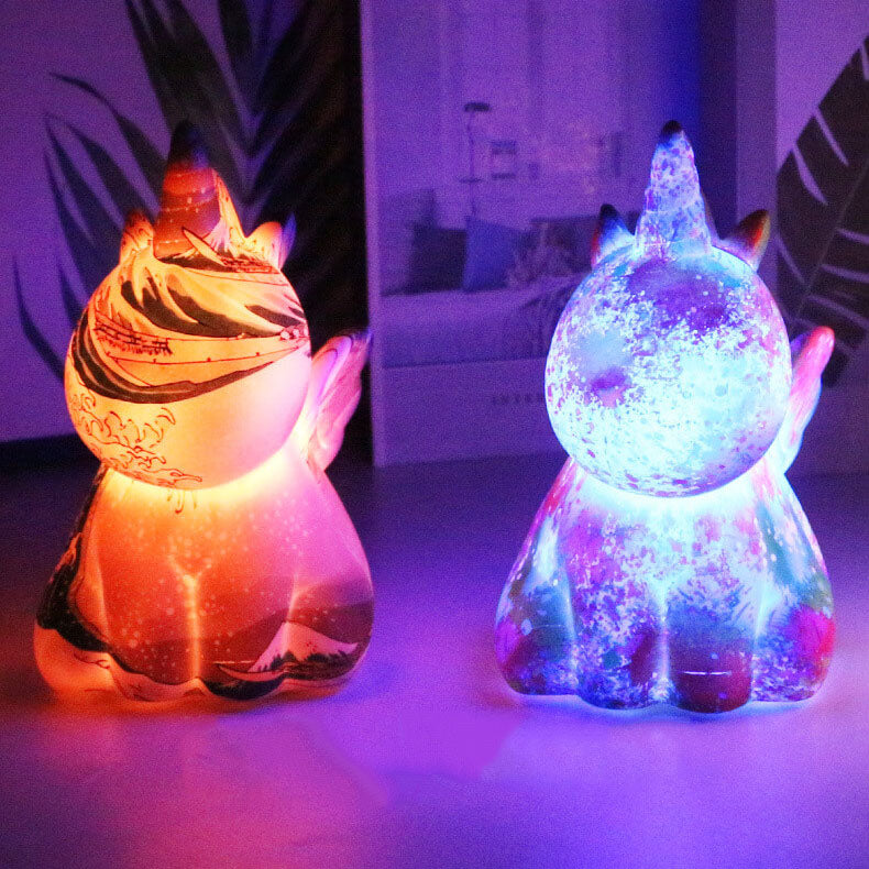 UnicornGlow | Handmålad 3D-tryckt LED-nattlampa