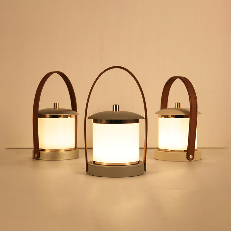Portable LED Cylinder Lamp – Sleek Leather Look
