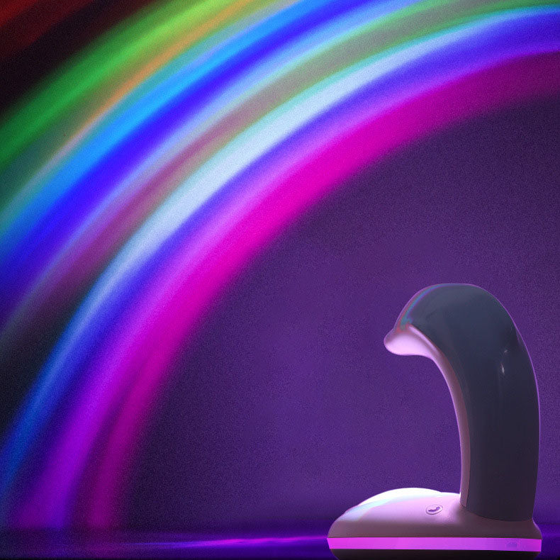 Förtrollande Dolphin LED Night Light – USB-driven regnbågsglödlampa