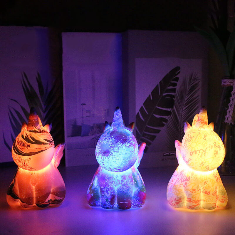 UnicornGlow | Handmålad 3D-tryckt LED-nattlampa