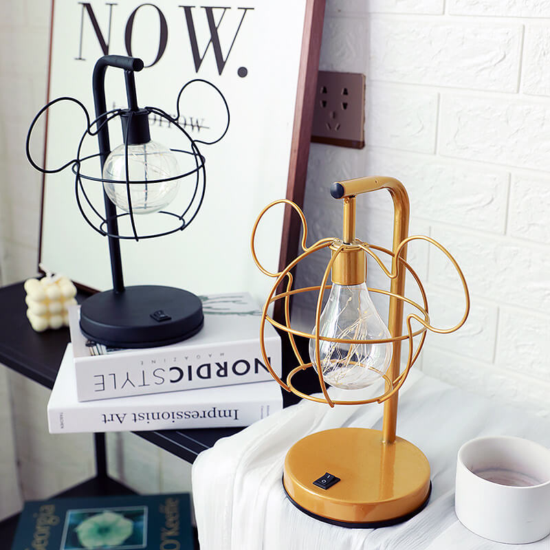 WhimsiMouse Wire Cage LED-lampa – Lekfull Charm, Vintage Glow