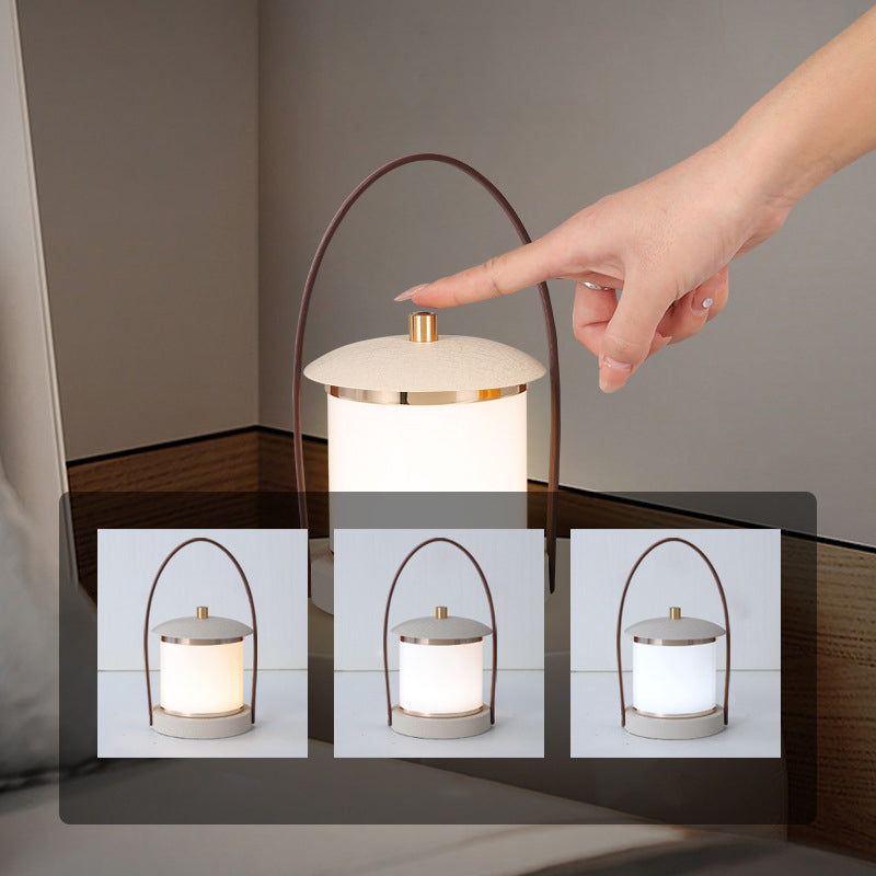 Portable LED Cylinder Lamp – Sleek Leather Look