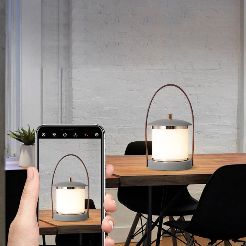 Portable LED Cylinder Lamp – Sleek Leather Look