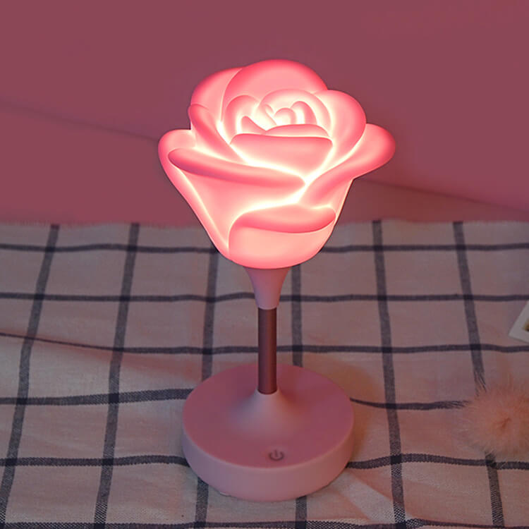 RoseGlow | Romantisk rosa USB uppladdningsbar Touch LED nattlampa