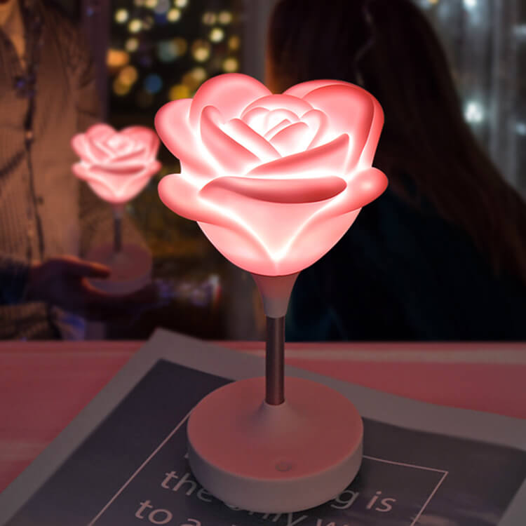 RoseGlow | Romantisk rosa USB uppladdningsbar Touch LED nattlampa
