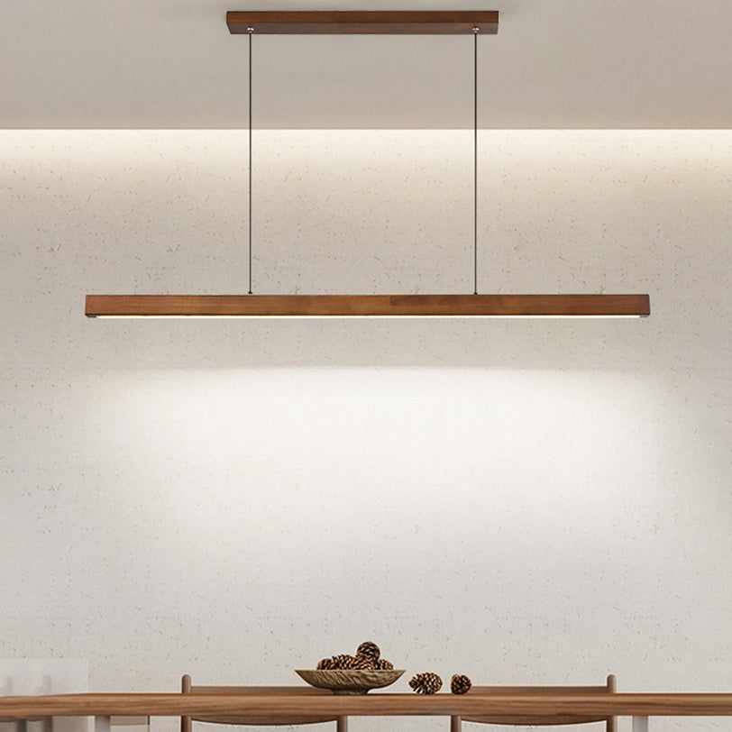 Modern LED-ljuskrona i gummiträ och akryl för matsalen