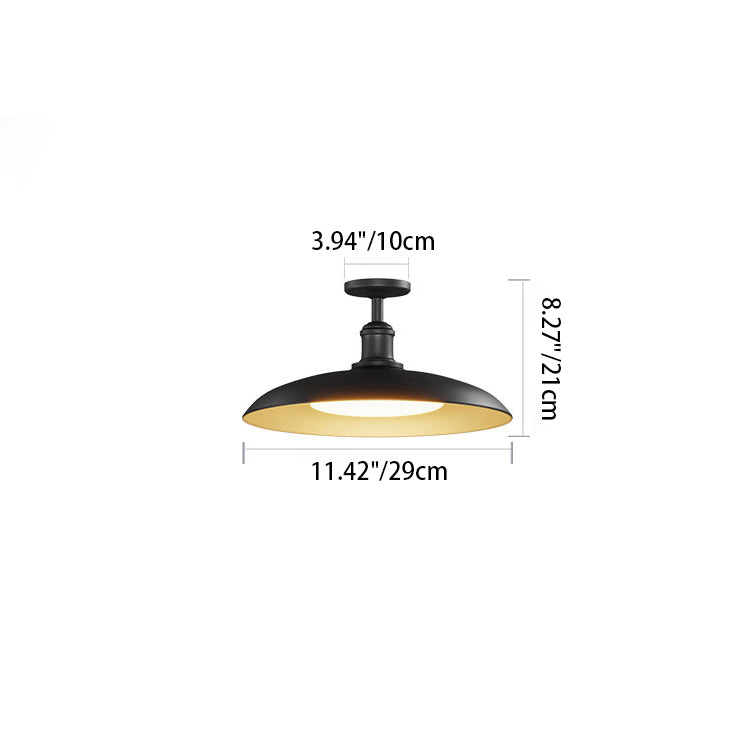 Rund, halvspolad taklampa i stål