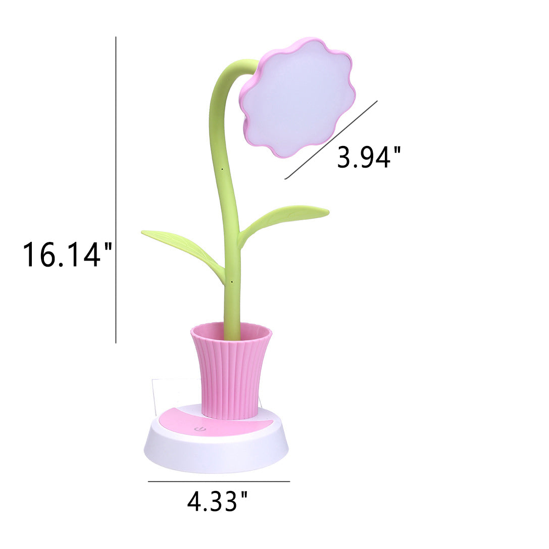 Solros skrivbordslampa med pennhållare – Kreativt LED-ljus