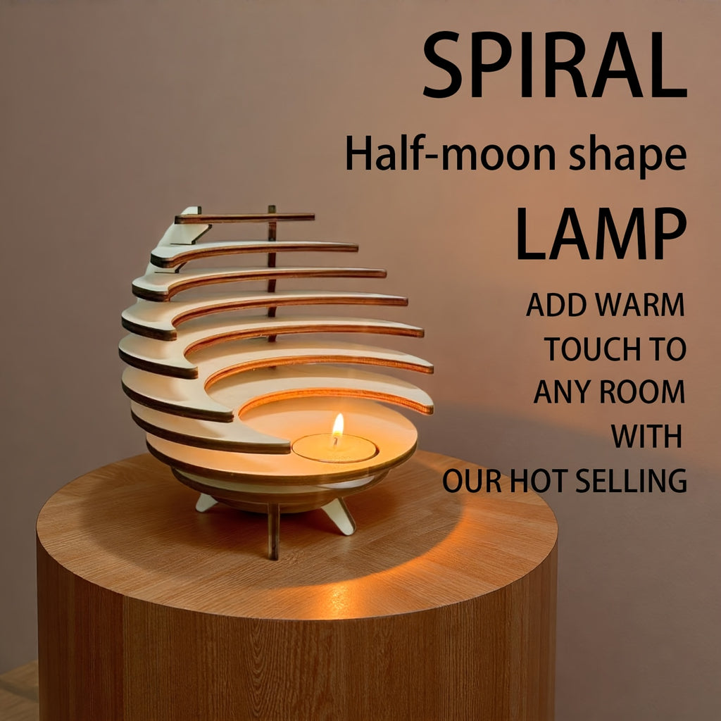 Handgjord ljusstake i trä med halvmåne – Rustik halvcirkeldekor