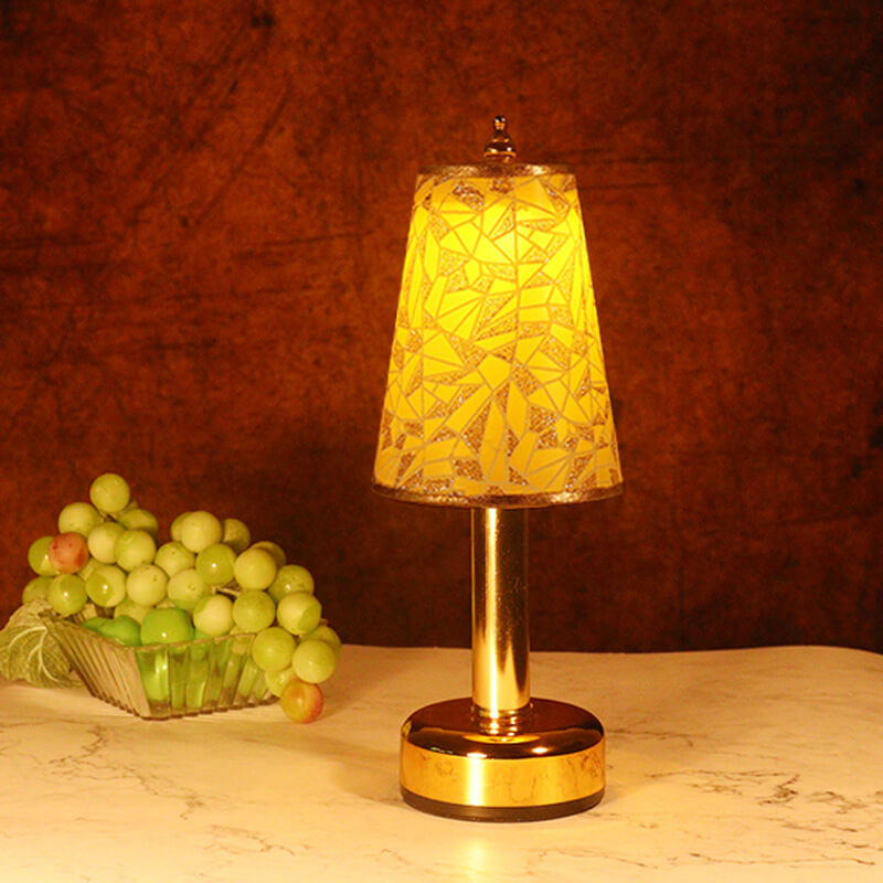 Retro Bloom LED-bordslampa – Uppladdningsbart tyg och metall nattlampa