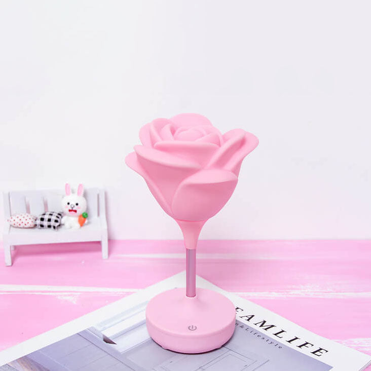 RoseGlow | Romantisk rosa USB uppladdningsbar Touch LED nattlampa