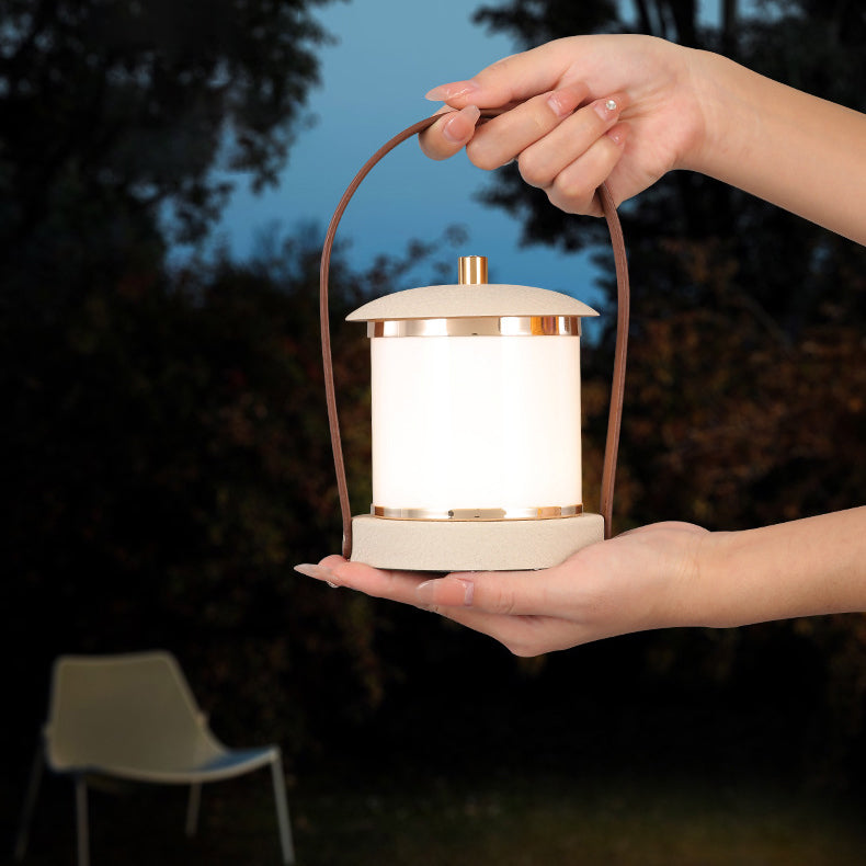 Portable LED Cylinder Lamp – Sleek Leather Look
