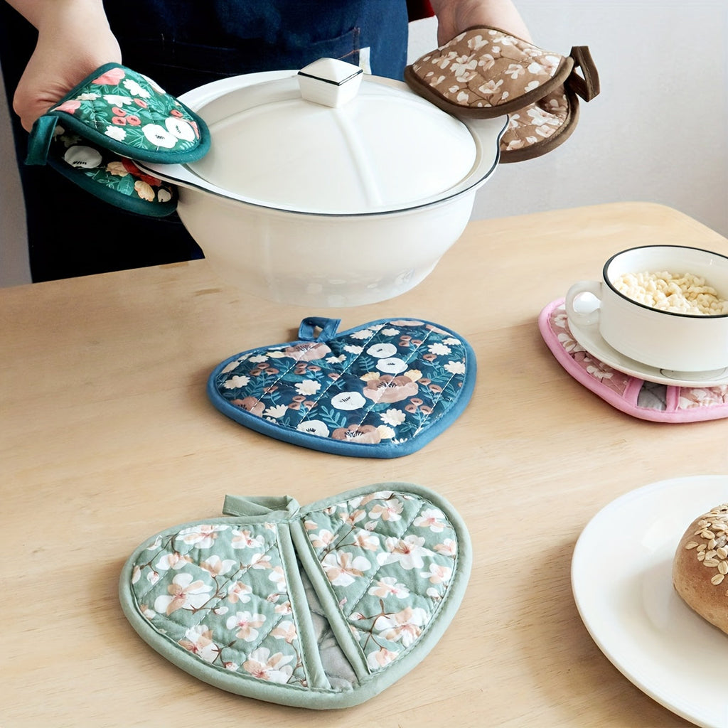 2-delade hjärtformade ugnsvanteunderlägg – värmebeständigt köksskydd