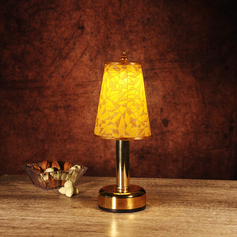 Retro Bloom LED-bordslampa – Uppladdningsbart tyg och metall nattlampa