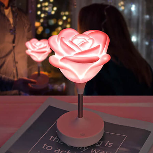 RoseGlow | Romantisk rosa USB uppladdningsbar Touch LED nattlampa
