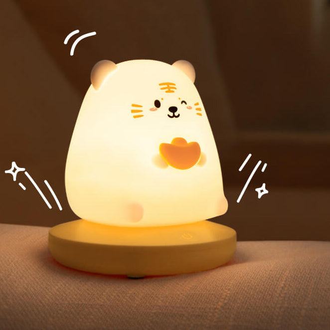 Bedårande silikon nattlampa med djur - USB-laddningsbar bordsdekoration