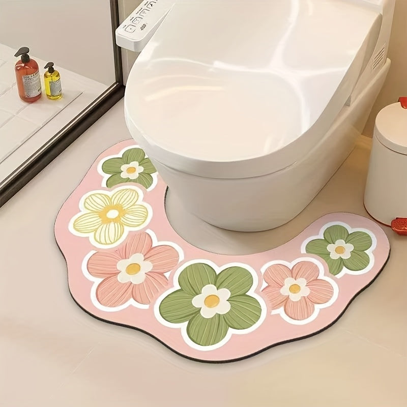 Konturerad U-formad badrumsmatta – Ultraabsorberande halkfri golvmatta