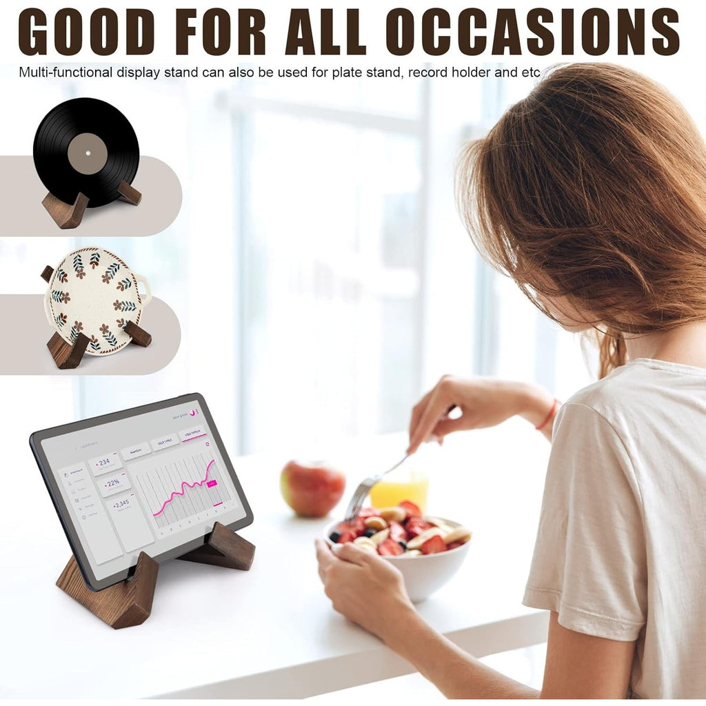 Rustikt kokboksställ i trä – justerbar recepthållare