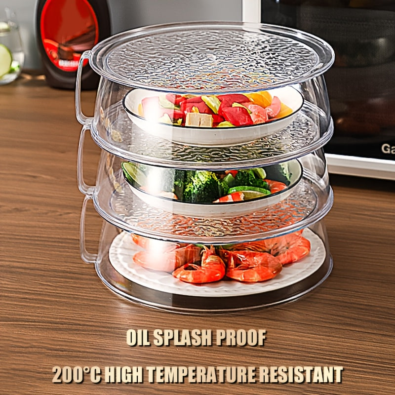 Värmebeständigt mikrovågsskydd – transparent 360° stänkskydd med handtag