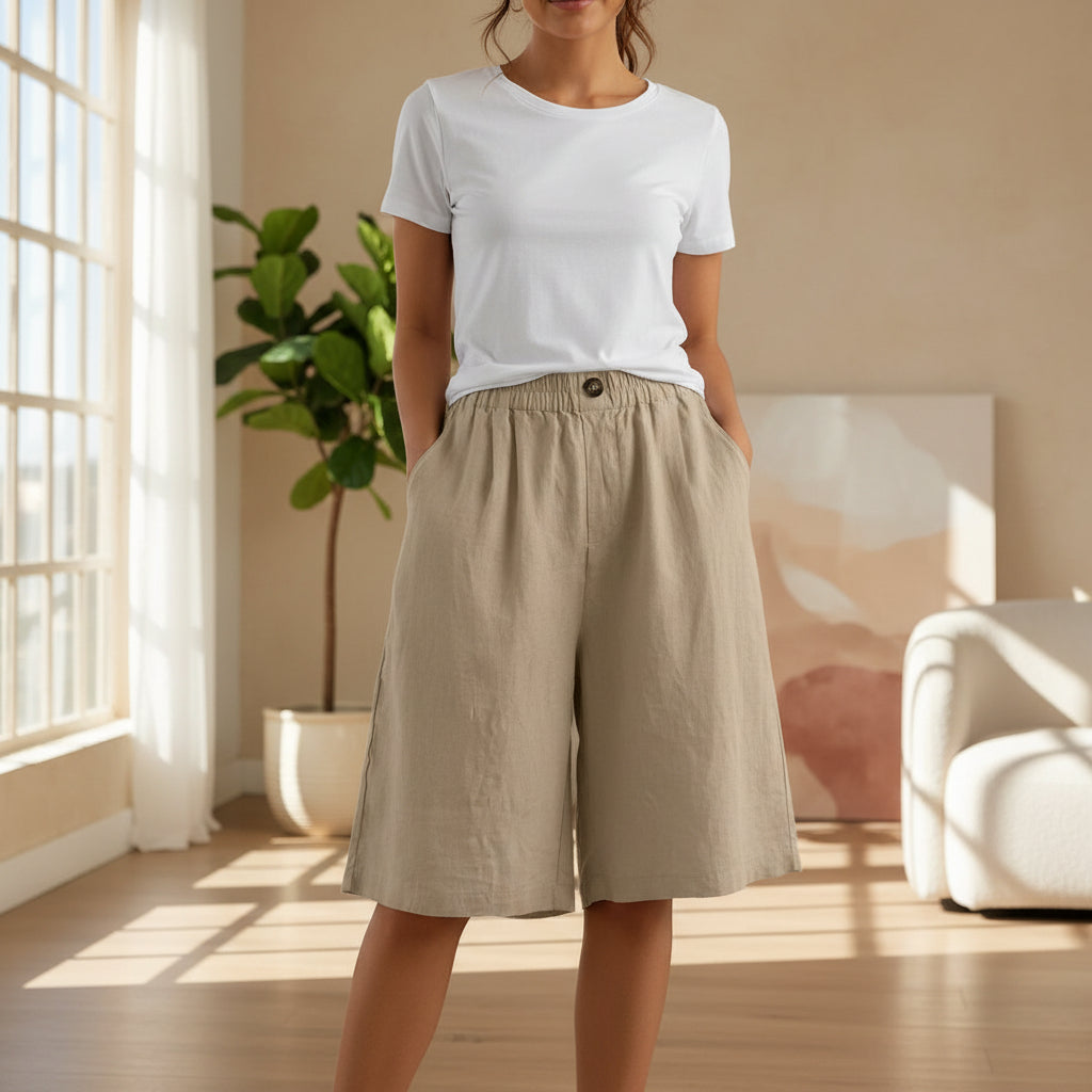 Skräddarsydda högmidjade shorts för kvinnor – Elegant och smart casual sommarmodell