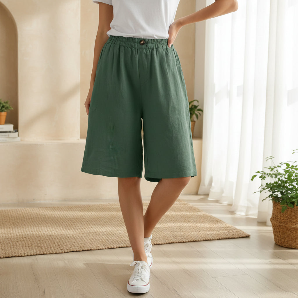 Skräddarsydda högmidjade shorts för kvinnor – Elegant och smart casual sommarmodell