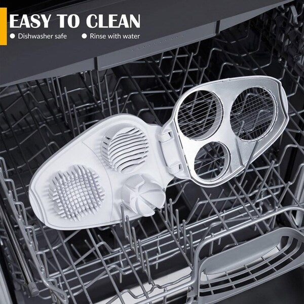 3-i-1 äggskärare i rostfritt stål - Multifunktionell skärare för skivor, tärningar och klyftor