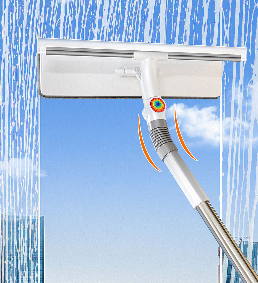 2-i-1 dubbelsidig fönsterputsare - Rändfri glasskrab med återanvändbara mikrofiberdynor