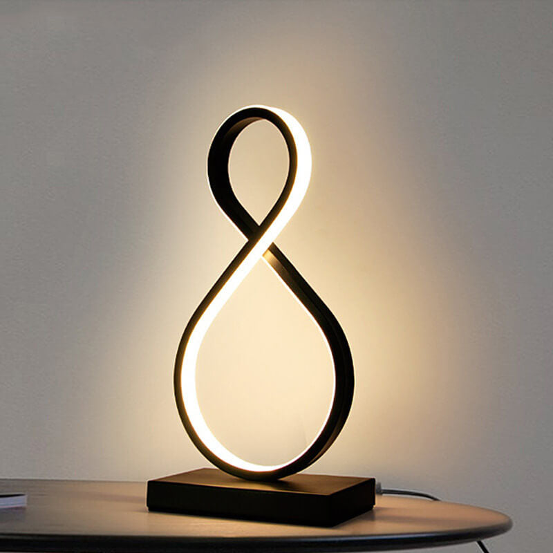 Elegant Infinity Curve LED-bordslampa – modern 8-formad minimalistisk design