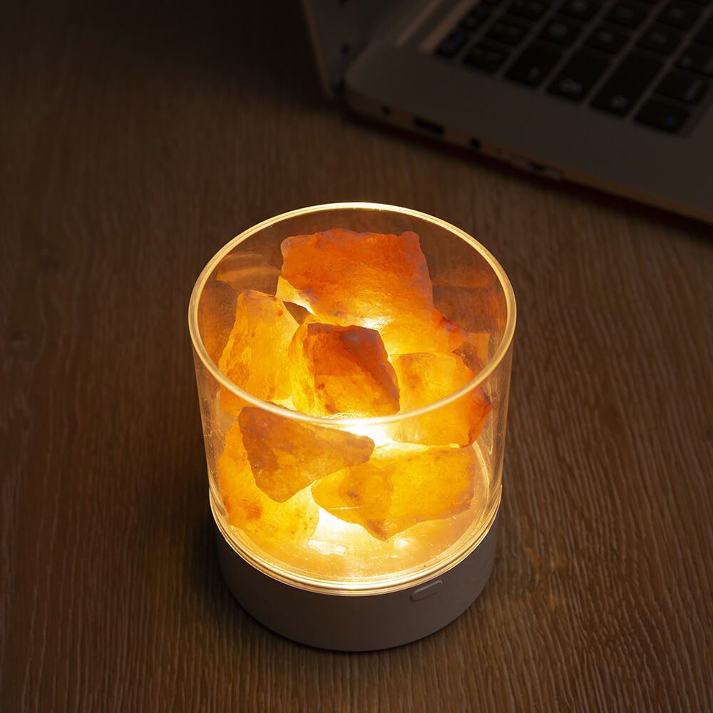 Flaminspirerad saltlampa LED-nattlampa – Mysig koppbordslampa