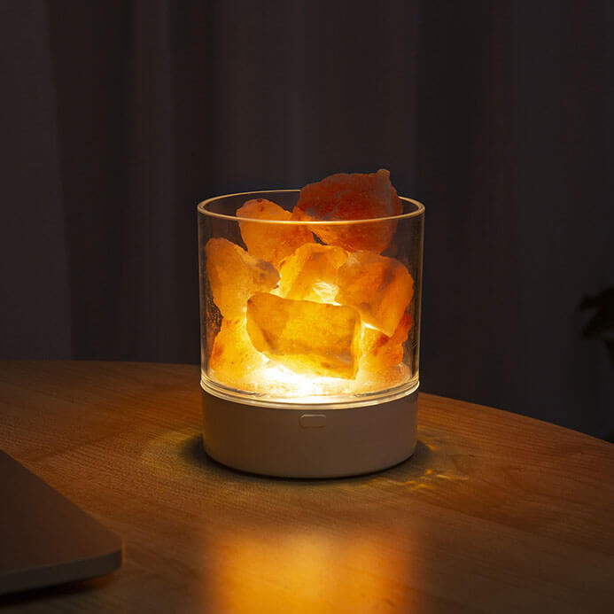 Flaminspirerad saltlampa LED-nattlampa – Mysig koppbordslampa