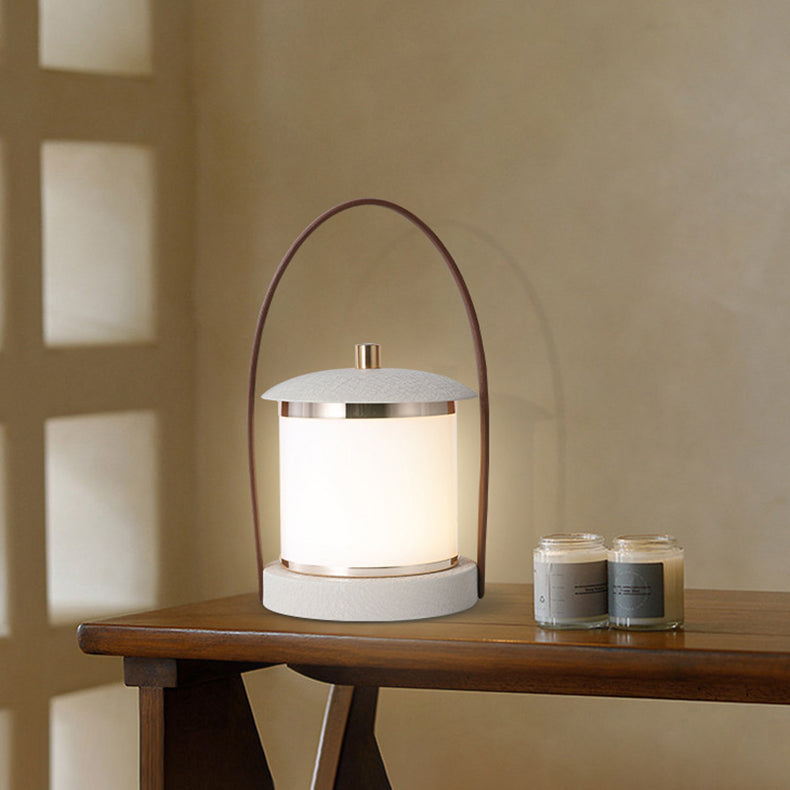 Portable LED Cylinder Lamp – Sleek Leather Look