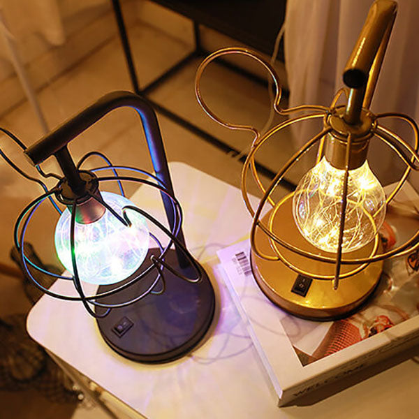 WhimsiMouse Wire Cage LED-lampa – Lekfull Charm, Vintage Glow