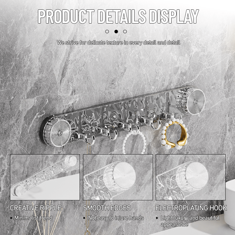 Platsbesparande sugkrokar – 5 hopfällbara justerbara vägghängare, ingen borrning behövs