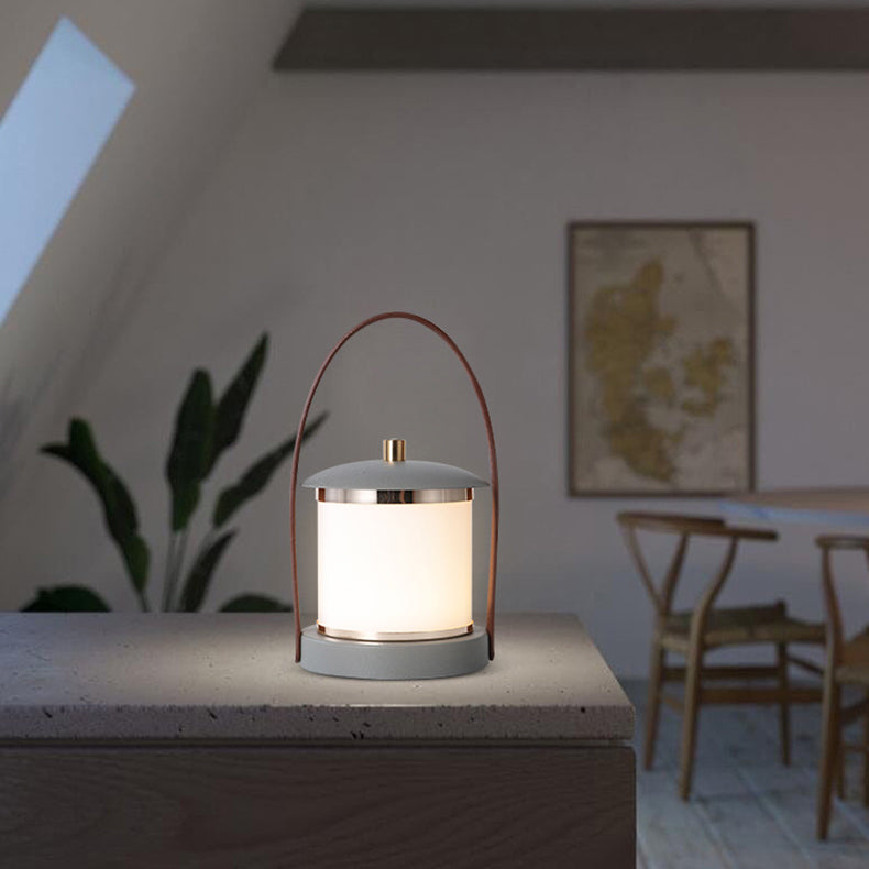 Portable LED Cylinder Lamp – Sleek Leather Look