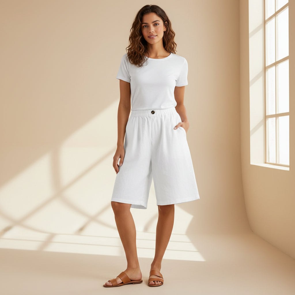 Skräddarsydda högmidjade shorts för kvinnor – Elegant och smart casual sommarmodell