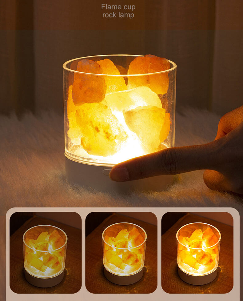 Flaminspirerad saltlampa LED-nattlampa – Mysig koppbordslampa