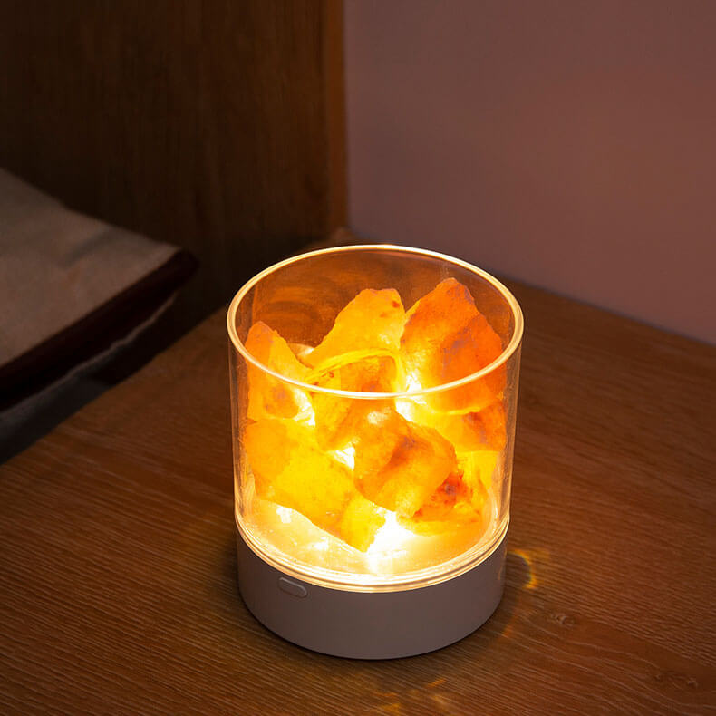 Flaminspirerad saltlampa LED-nattlampa – Mysig koppbordslampa