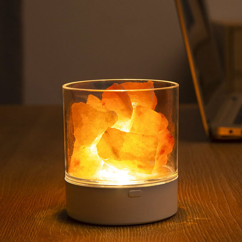 Flaminspirerad saltlampa LED-nattlampa – Mysig koppbordslampa