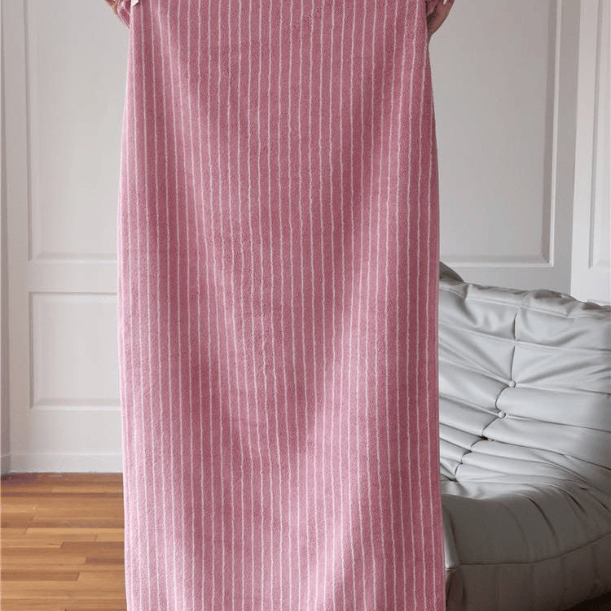 Mjuka roséfärgade handdukar i vintagestil – Dekorativa randiga badhanddukar för moderna hem