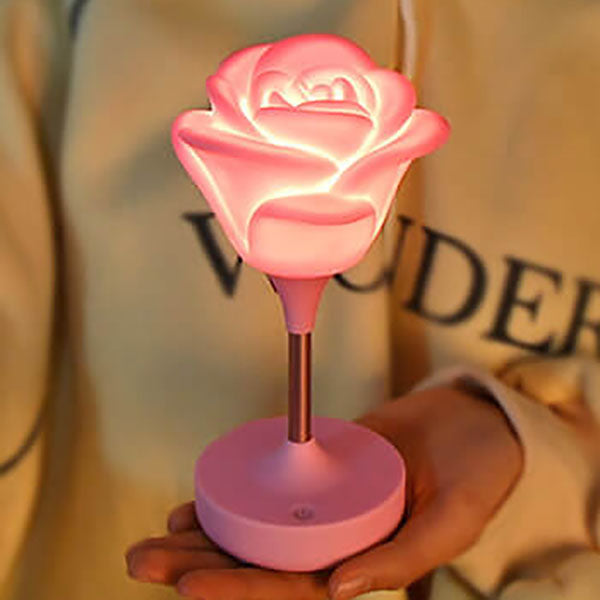 RoseGlow | Romantisk rosa USB uppladdningsbar Touch LED nattlampa