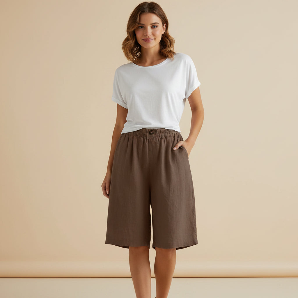 Skräddarsydda högmidjade shorts för kvinnor – Elegant och smart casual sommarmodell