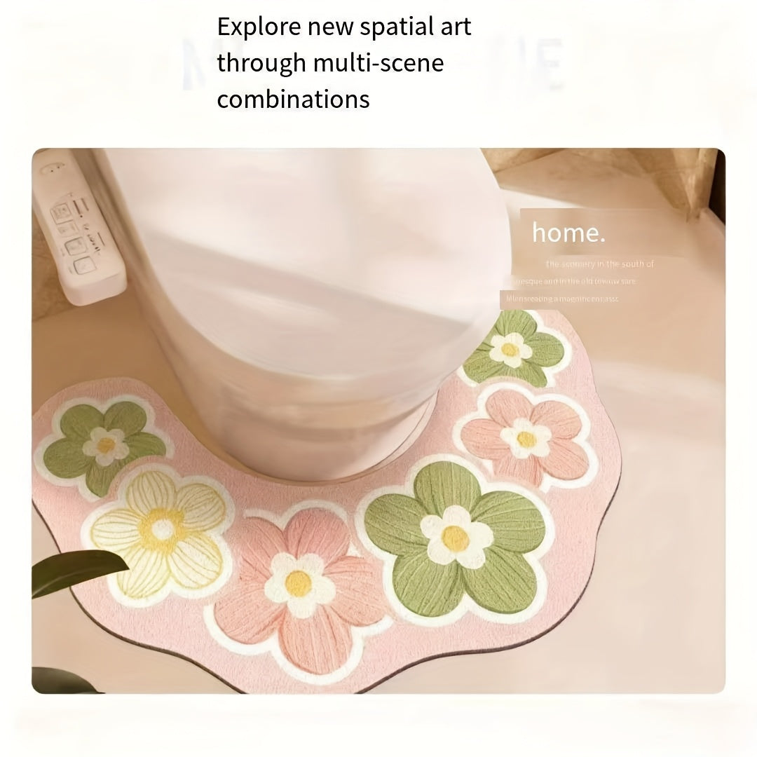 Konturerad U-formad badrumsmatta – Ultraabsorberande halkfri golvmatta