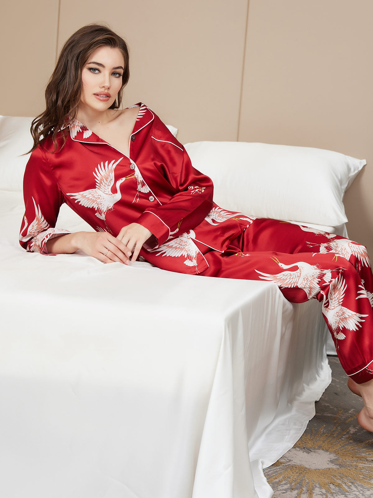 Mariska - Luxe Zijden Pyjama Set met Print