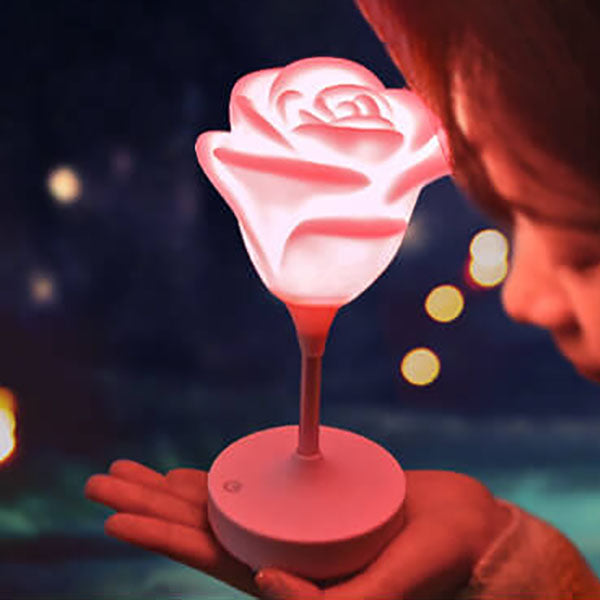 RoseGlow | Romantisk rosa USB uppladdningsbar Touch LED nattlampa